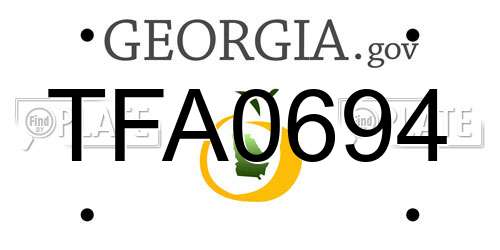 TFA0694 Georgia License Plate