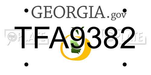 TFA9382 Georgia License Plate
