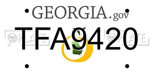 TFA9420 Georgia License Plate