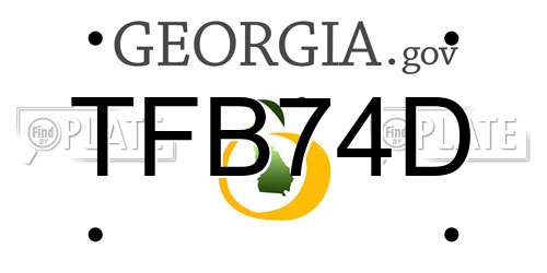 TFB74D Georgia License Plate