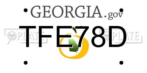 TFE78D Georgia License Plate