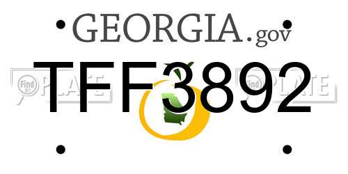 TFF3892 Georgia License Plate