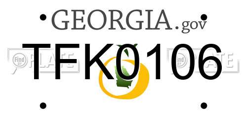 TFK0106 Georgia License Plate