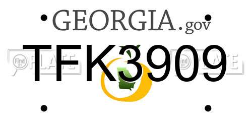 TFK3909 Georgia License Plate