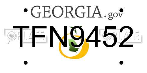 TFN9452 Georgia License Plate