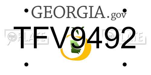 TFV9492 Georgia License Plate