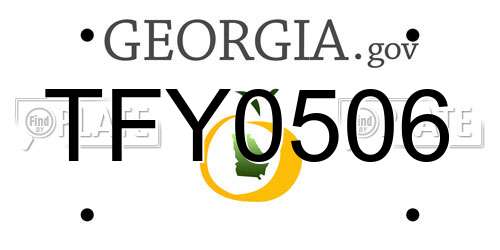TFY0506 Georgia License Plate