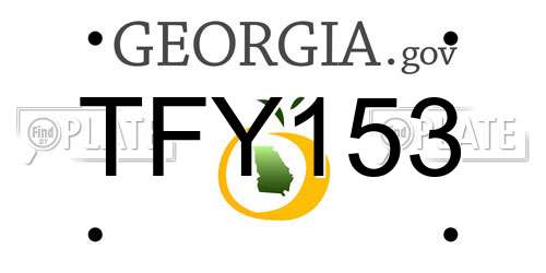 TFY153 Georgia License Plate