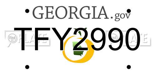TFY2990 Georgia License Plate