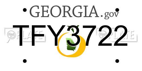 TFY3722 Georgia License Plate