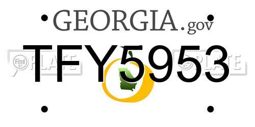 TFY5953 Georgia License Plate