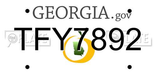 TFY7892 Georgia License Plate