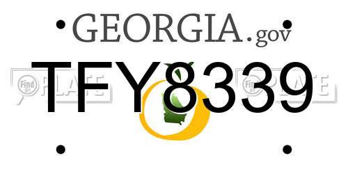 TFY8339 Georgia License Plate