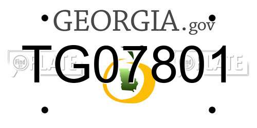 TG07801 Georgia License Plate