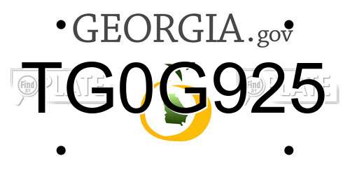 TG0G925 Georgia License Plate