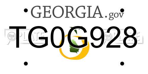 TG0G928 Georgia License Plate