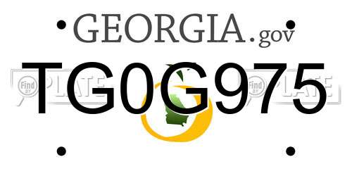 TG0G975 Georgia License Plate