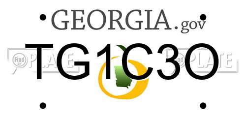 TG1C3O Georgia License Plate