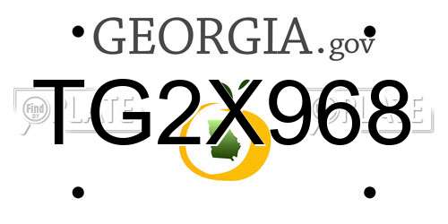 TG2X968 Georgia License Plate