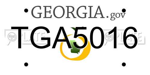 TGA5016 Georgia License Plate