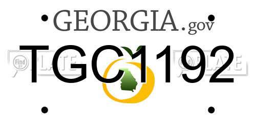 TGC1192 Georgia License Plate