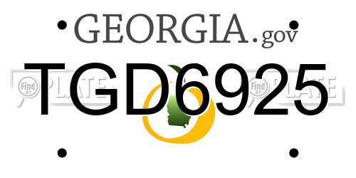 TGD6925 Georgia License Plate