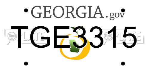 TGE3315 Georgia License Plate