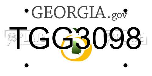 TGG3098 Georgia License Plate