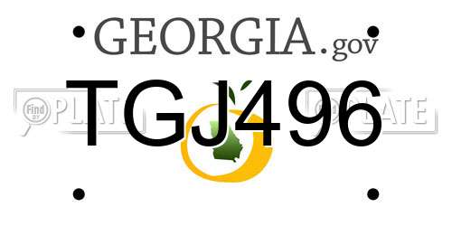 TGJ496 Georgia License Plate