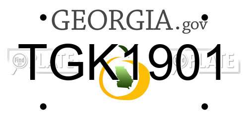 TGK1901 Georgia License Plate