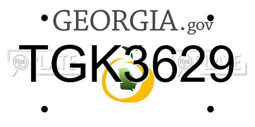 TGK3629 Georgia License Plate
