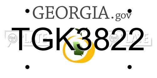 TGK3822 Georgia License Plate