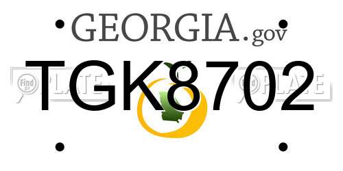 TGK8702 Georgia License Plate