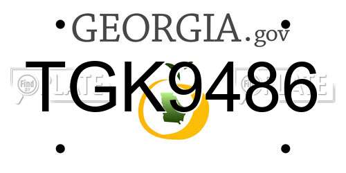 TGK9486 Georgia License Plate