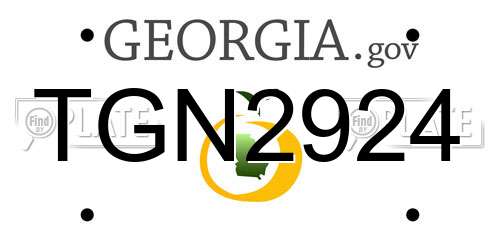 TGN2924 Georgia License Plate