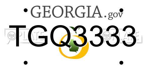 TGQ3333 Georgia License Plate