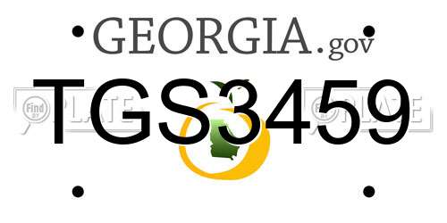 TGS3459 Georgia License Plate