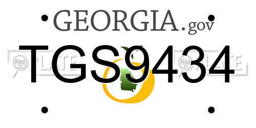 TGS9434 Georgia License Plate