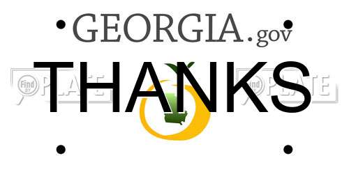 THANKS Georgia License Plate