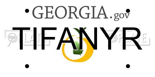 TIFANYR Georgia License Plate