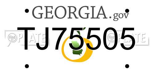 TJ75505 Georgia License Plate