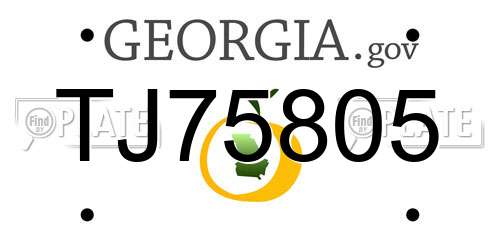 TJ75805 Georgia License Plate
