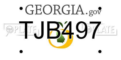 TJB497 Georgia License Plate