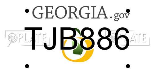 TJB886 Georgia License Plate