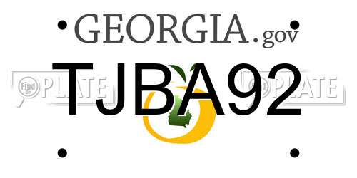 TJBA92 Georgia License Plate