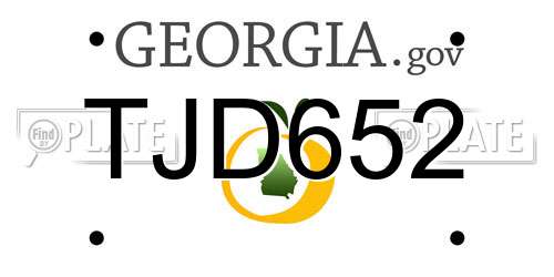 TJD652 Georgia License Plate