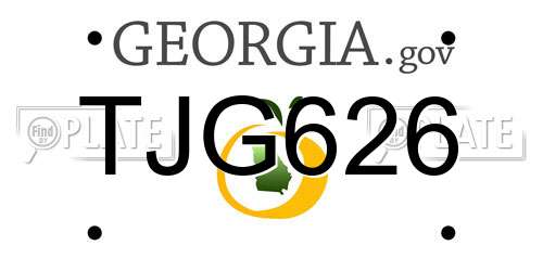 TJG626 Georgia License Plate