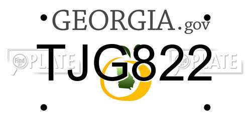 TJG822 Georgia License Plate