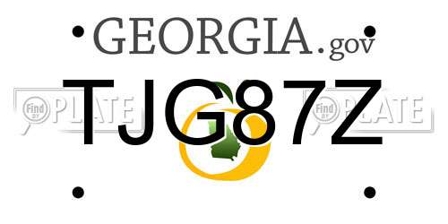 TJG87Z Georgia License Plate