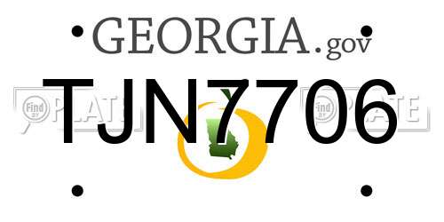 TJN7706 Georgia License Plate
